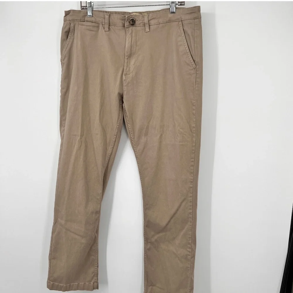 Elliot Mulryan Mens‎ Tan Chino Pants Straight Leg Twill Trousers 36x32 Khaki